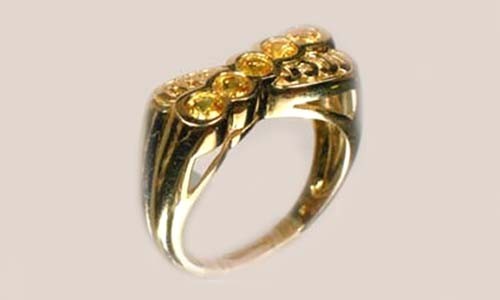 9kt Gold Ring 5 Yellow Sapphires ½ct+ Ancient Greece Cronus Agriculture God Gem