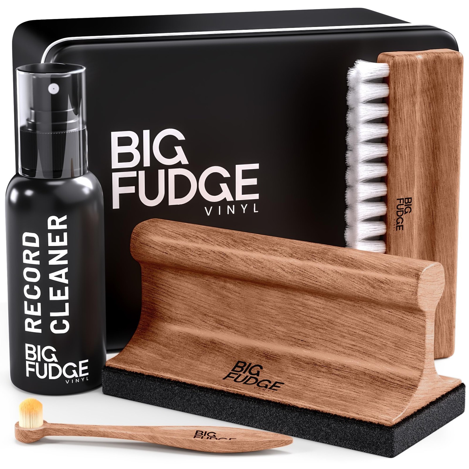 Big Fudge Vinyl Record Cleaning Kit - Collector's Edition - 100% Sapele Wood... 