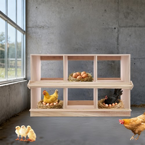 Chicken Laying Boxes 6 Hole Nesting Box Wooden Nesting Boxes for Chickens 2-Tier