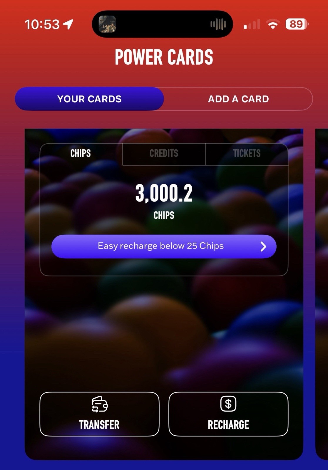 Dave and Buster's Power Card with 3000 Chips *** No Expiration $400 Value