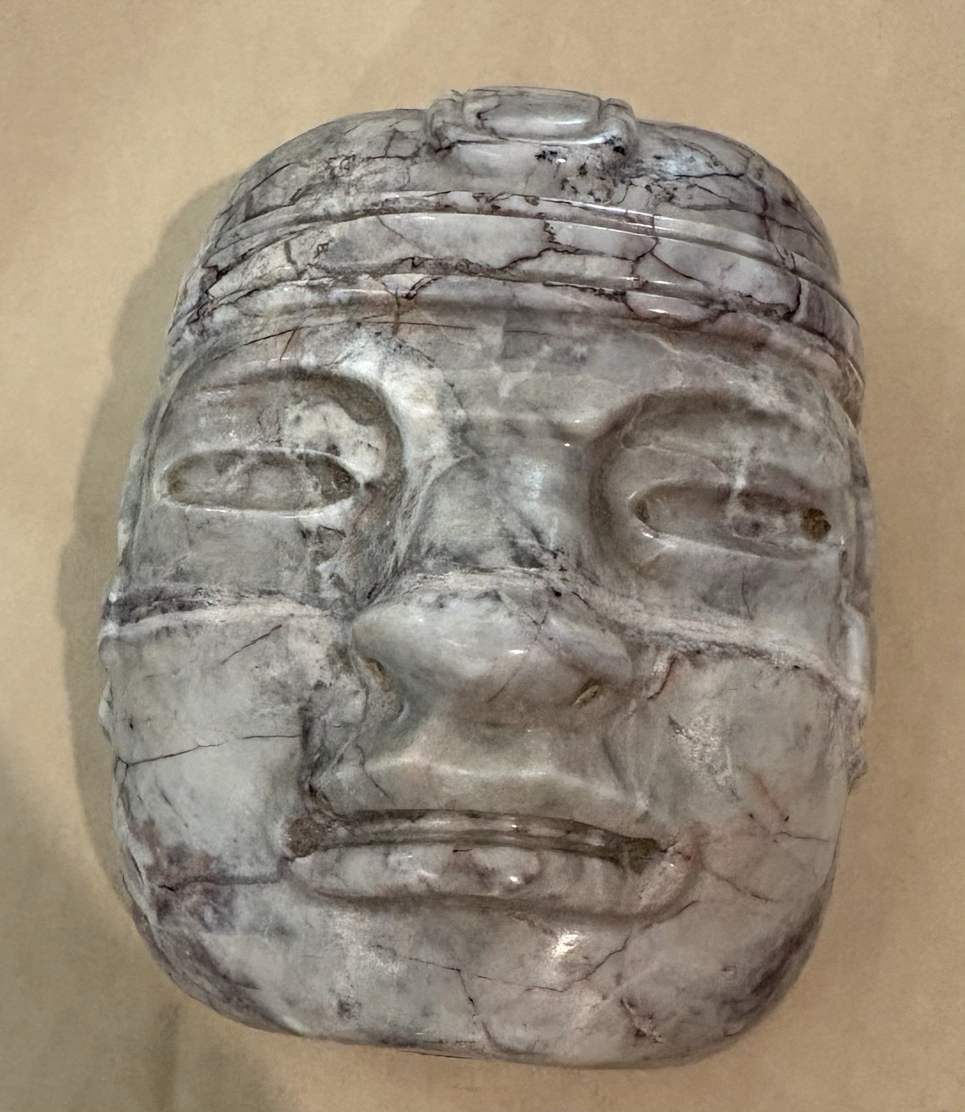 Antique Marble Olmec Mask Reproduction