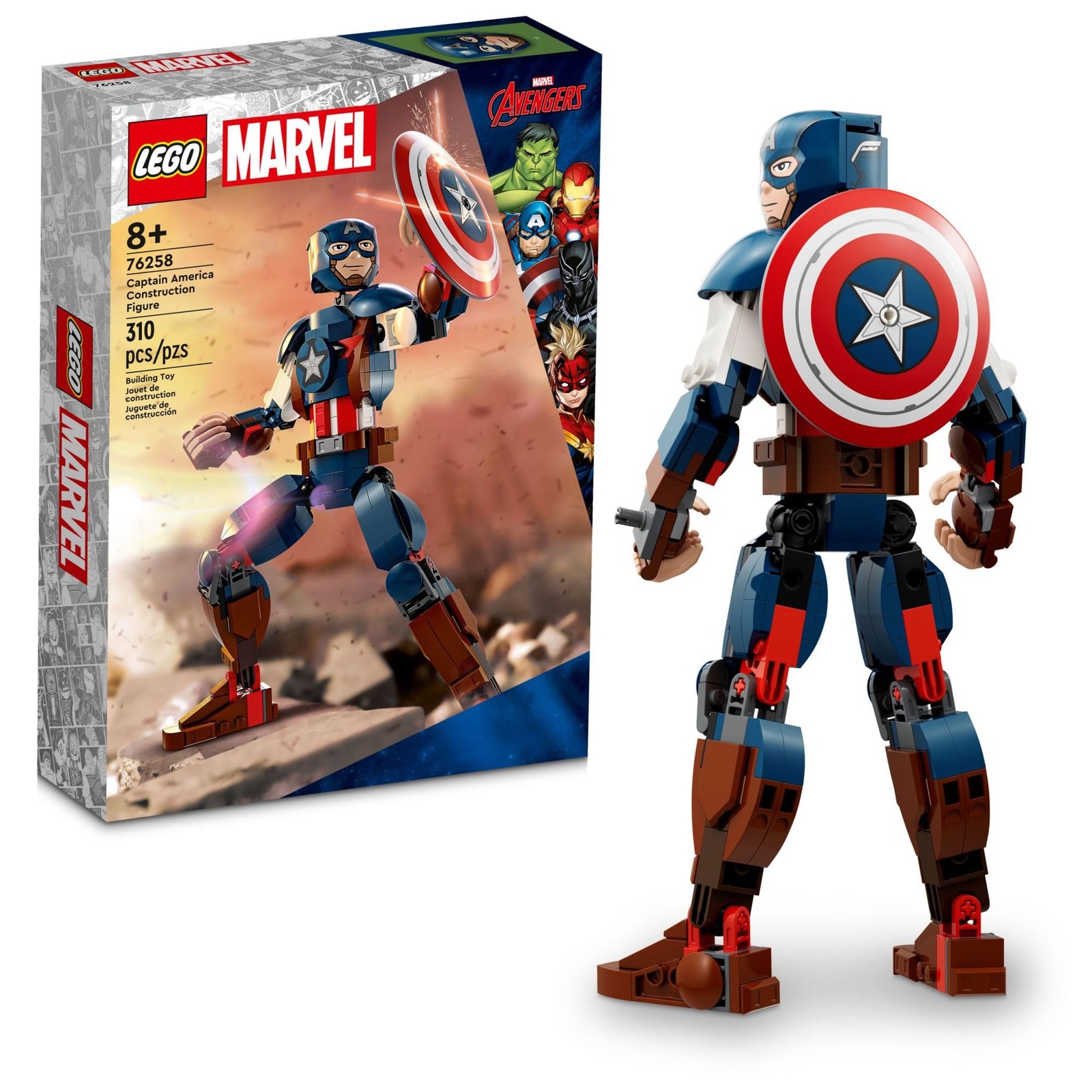 LEGO Marvel Captain America Construction Figure 76258 Medium, Blue/Red/White 