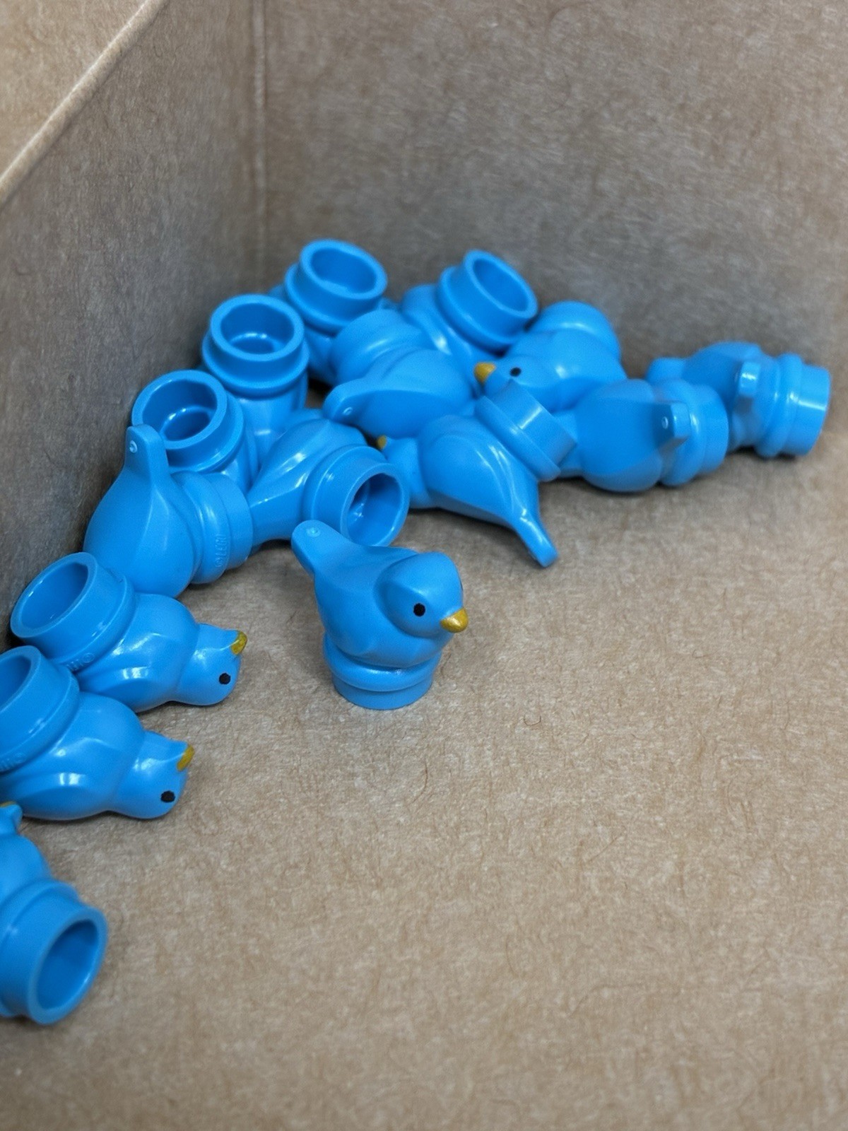 Lego Small Dark Azure Bird w/ Black Eyes and Bright Light Orange Beak New Qty 15