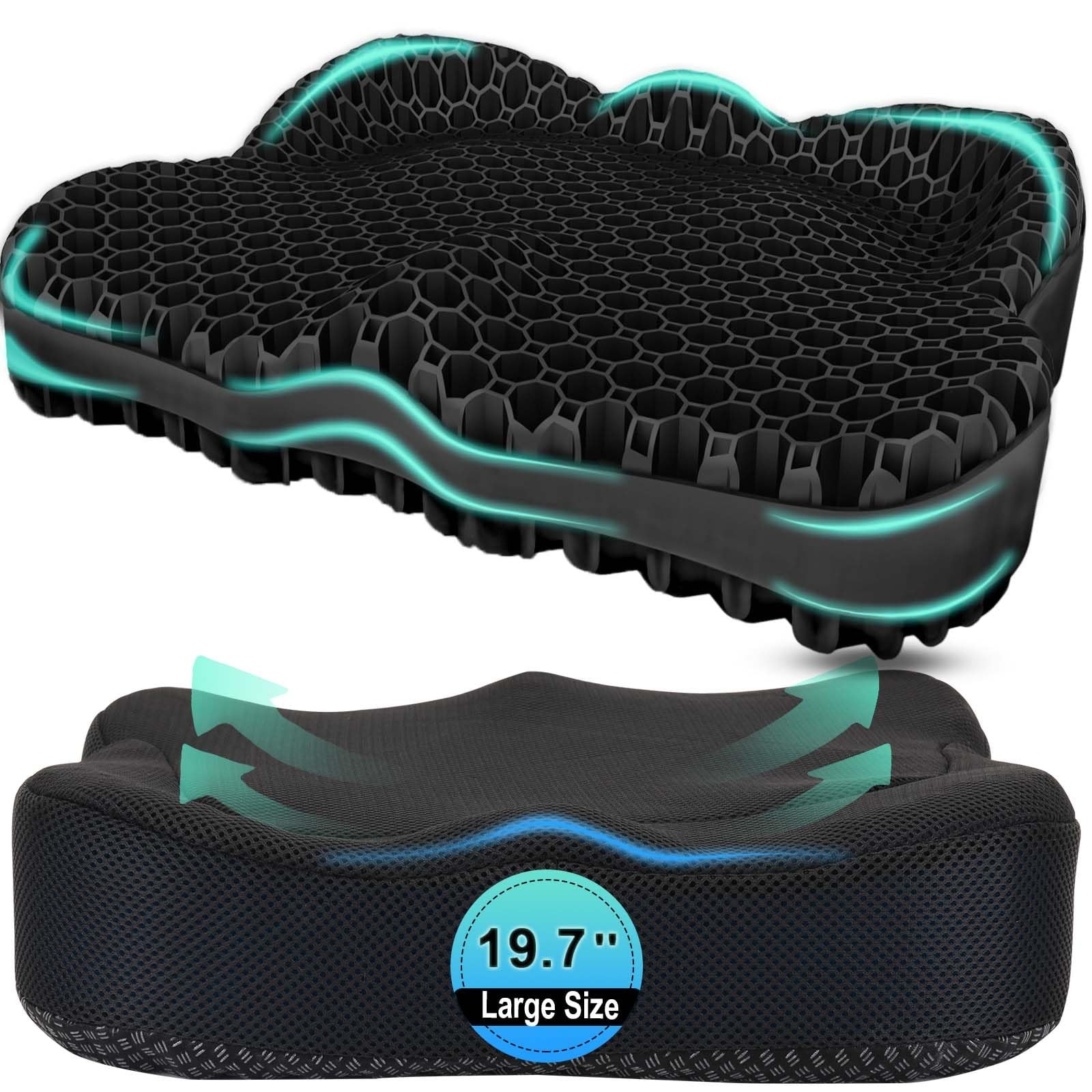 Airllantry Thicken 19.7in Seat Cushion, XX-Larger（19.7*16.1*3.5in), Black-l 