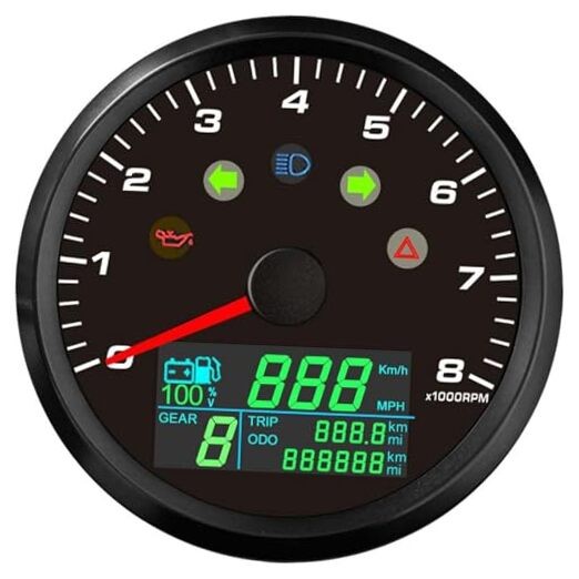  85mm 3-3/8" Motorcycle Gauge 8000RPM Tachometer Speedometer 8000 RPM 8000 RPM