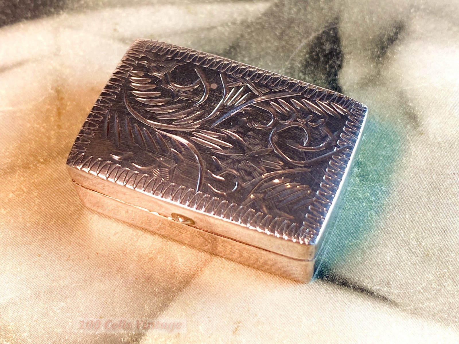 Small Rectangular 925 silver-3cm-vintage pill box-0y