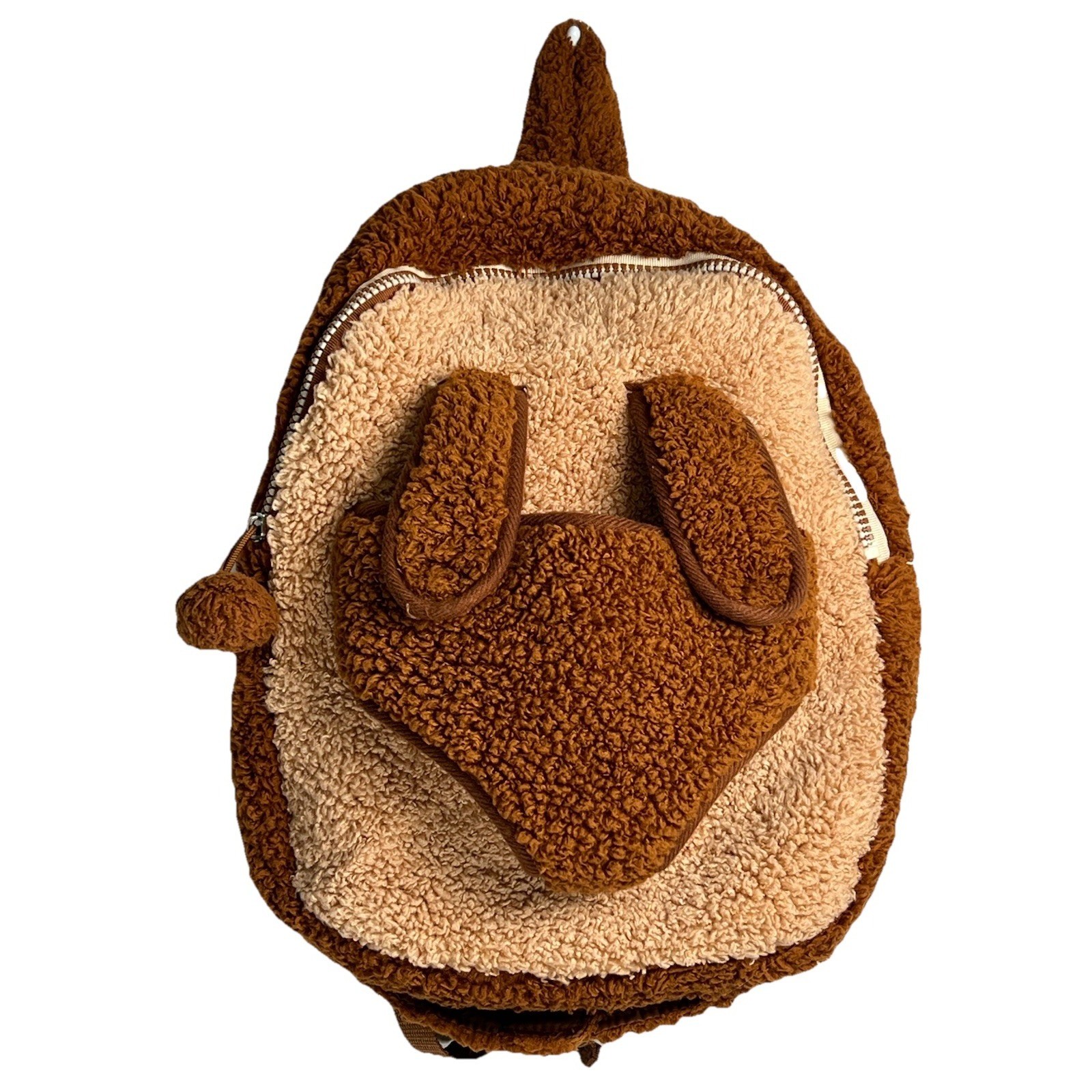 Kids Brown Tan Plush Furry Backpack Sherpa Faux Fur Stuffy Carrier