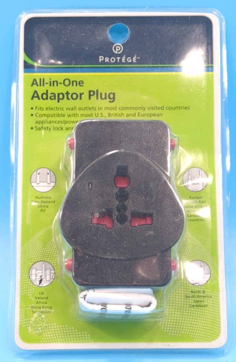 Protégé All-in-One Travel Adaptor Plug – Universal, Surge Protected, New