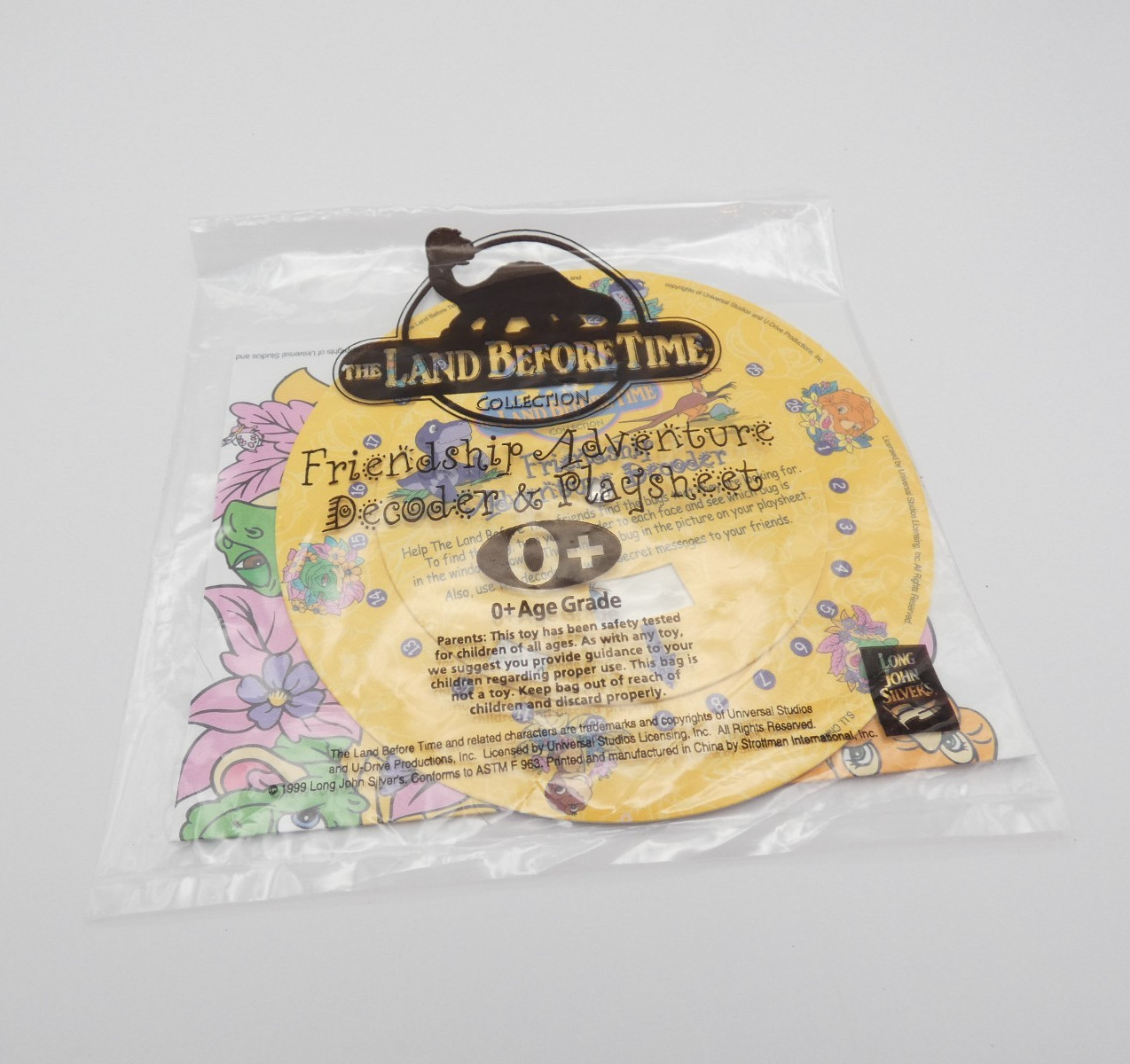 1999 The Land Before Time Decoder Playsheet Long John Silvers Toy