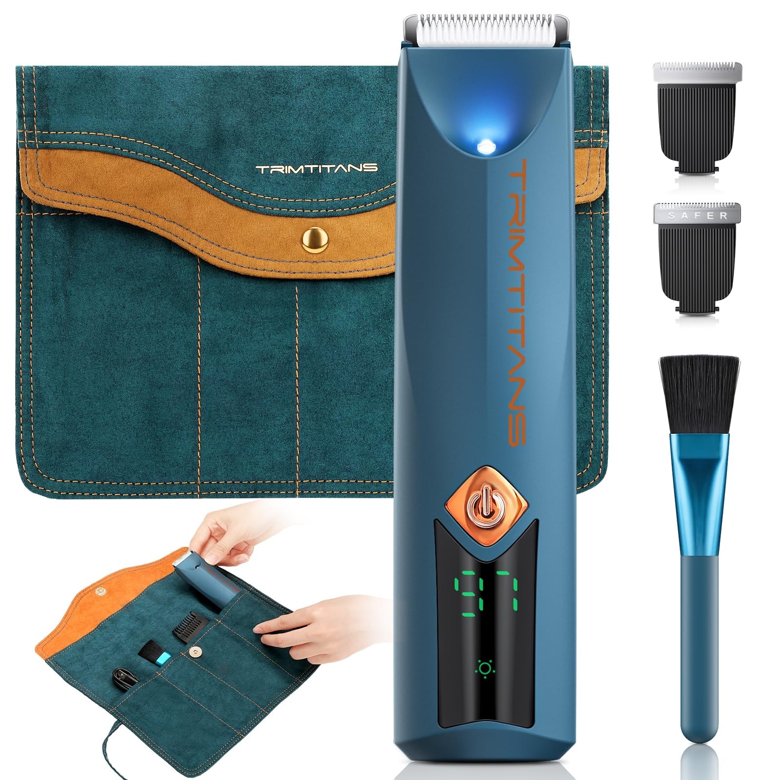 Body Hair Trimmer for Men with Storage Bag, 2-in-1 Groin & Body Groomer Ball ...