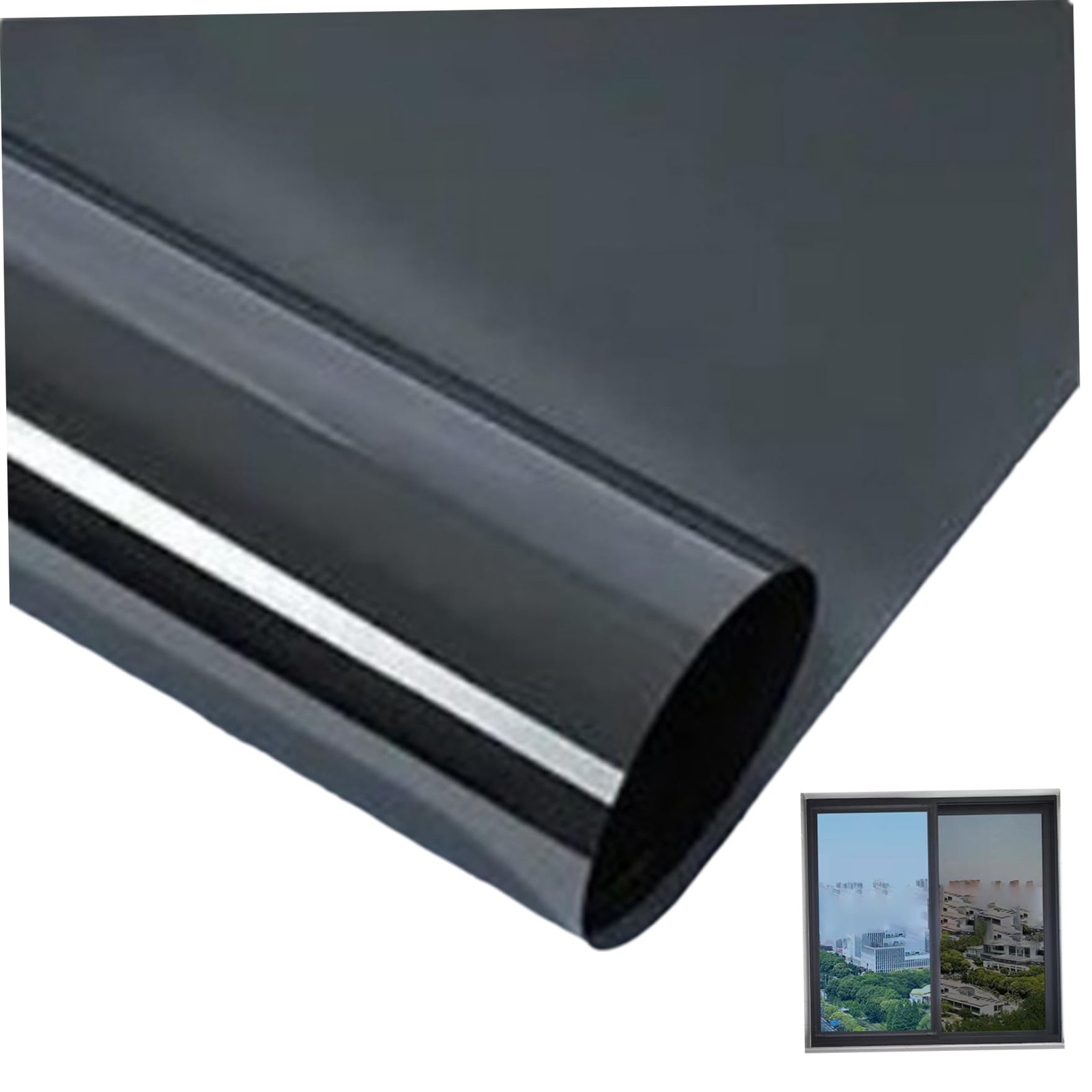 One Way Privacy Window Film 20"x118" Self-Adhesive Sun Block Blackout Tint