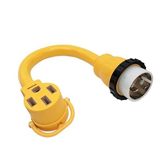  886399 Shore Power 50A to RV & EV Power Adapter Cord NEMA SS2 Yellow