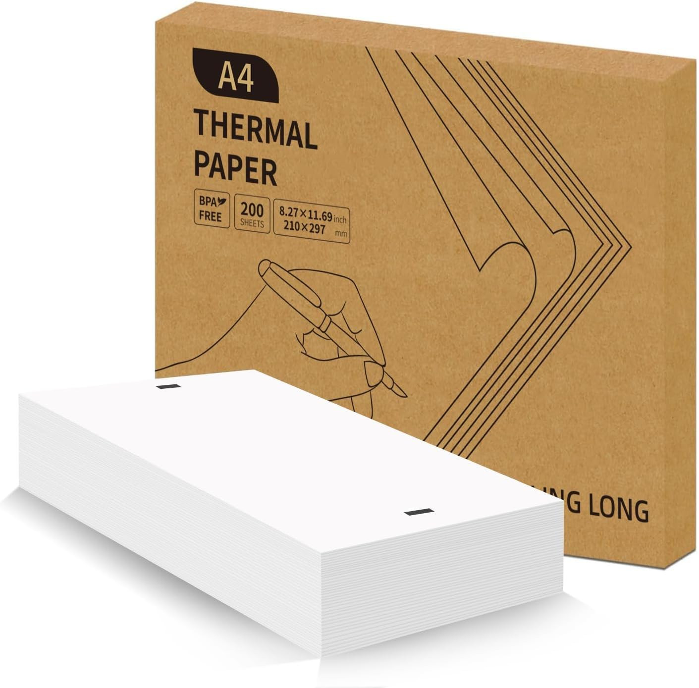 A4 Thermal Printer Paper 8.26" x 11.69" Continuous Fold 200 Sheets BPA Free