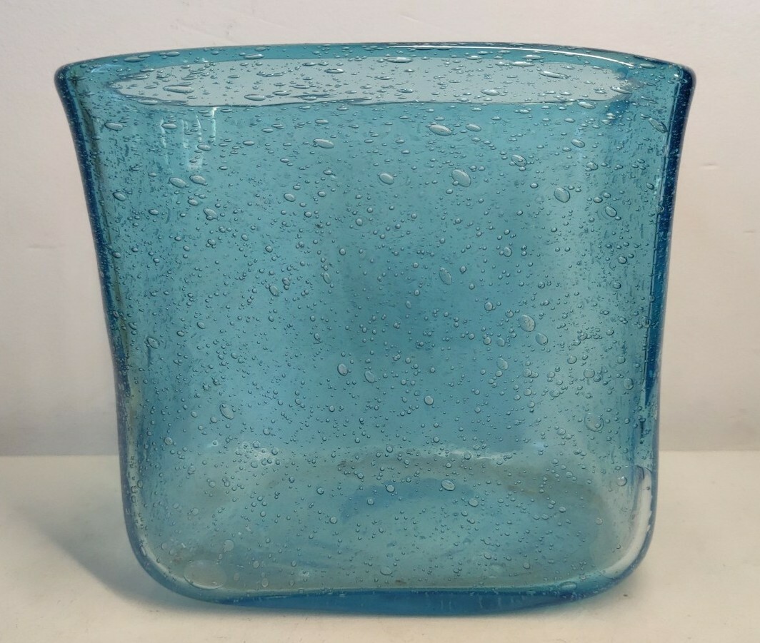 Ancien Vase En Verre Soufflé Vintage Collection XX Ème Siècle H 15 Cm