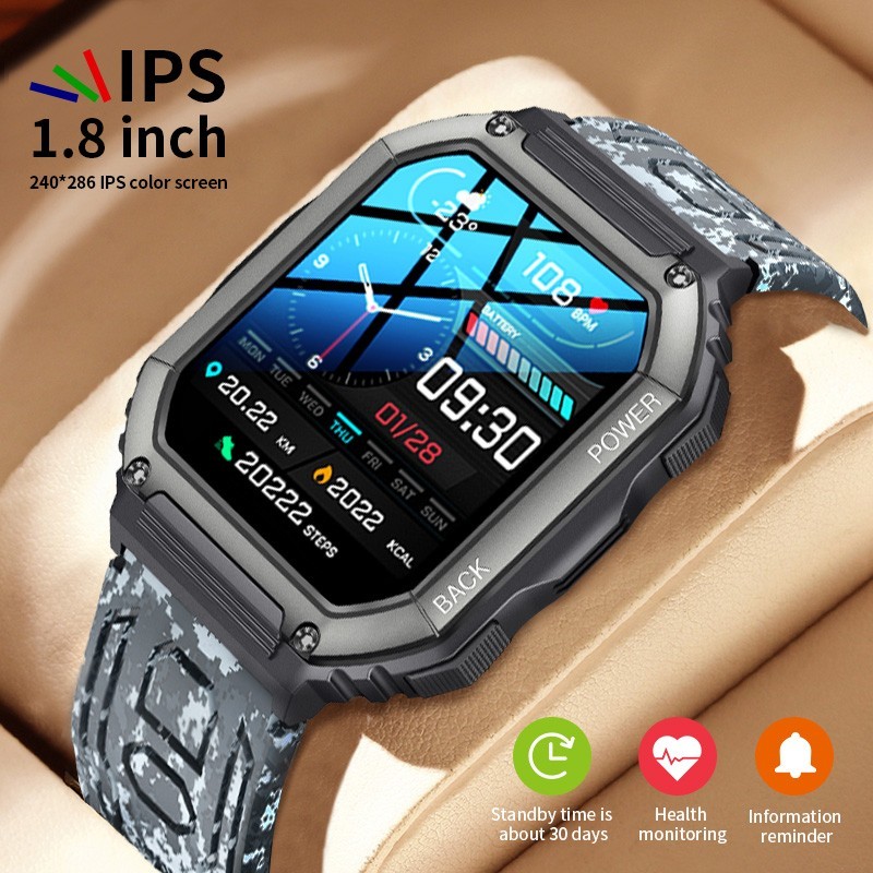 Military Smart Watch Rugged for Men Call Receive/Dial Fitness Tracker Waterproof