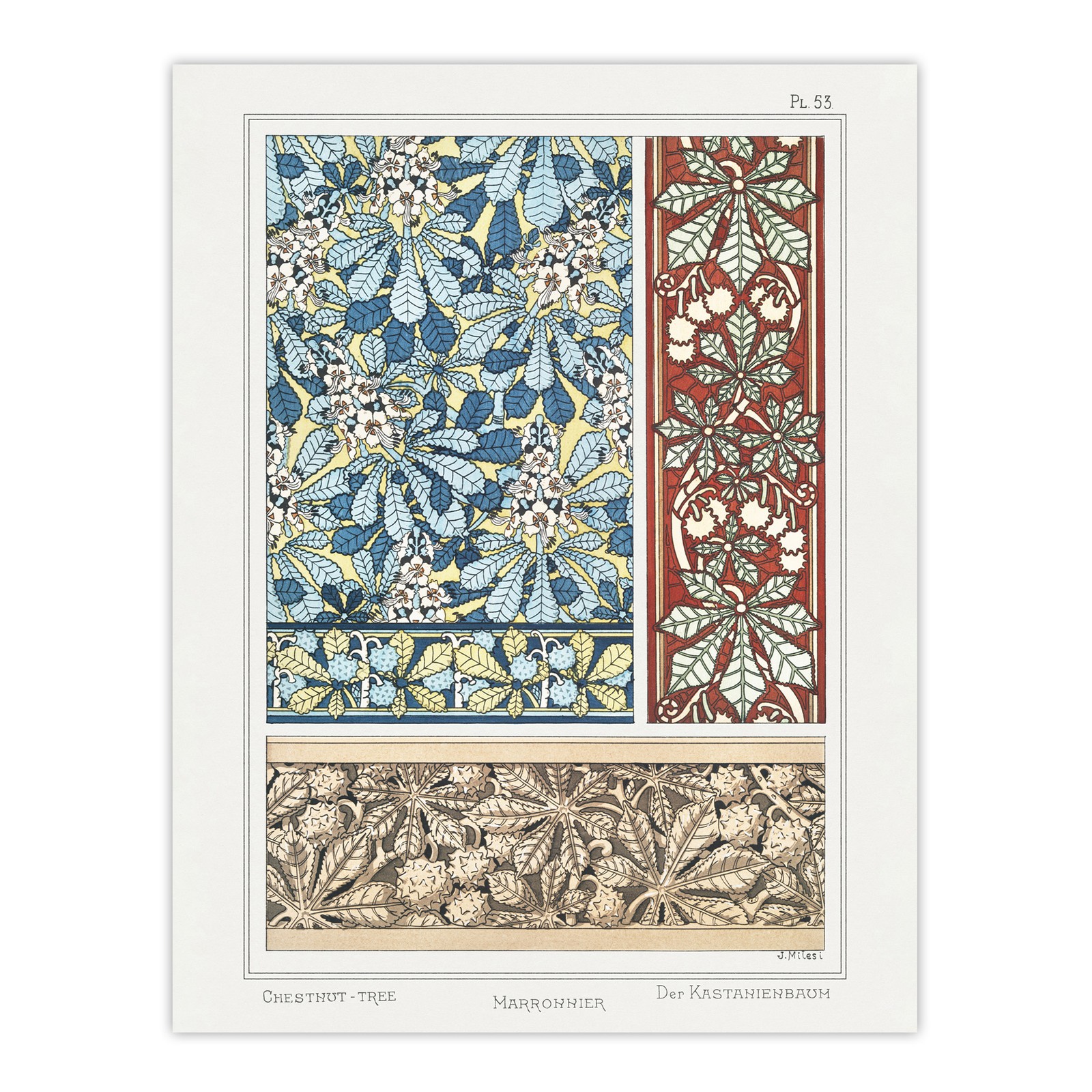 Chestnut Tree Patterns Vintage Floral Framed Wall Art Print Verneuil