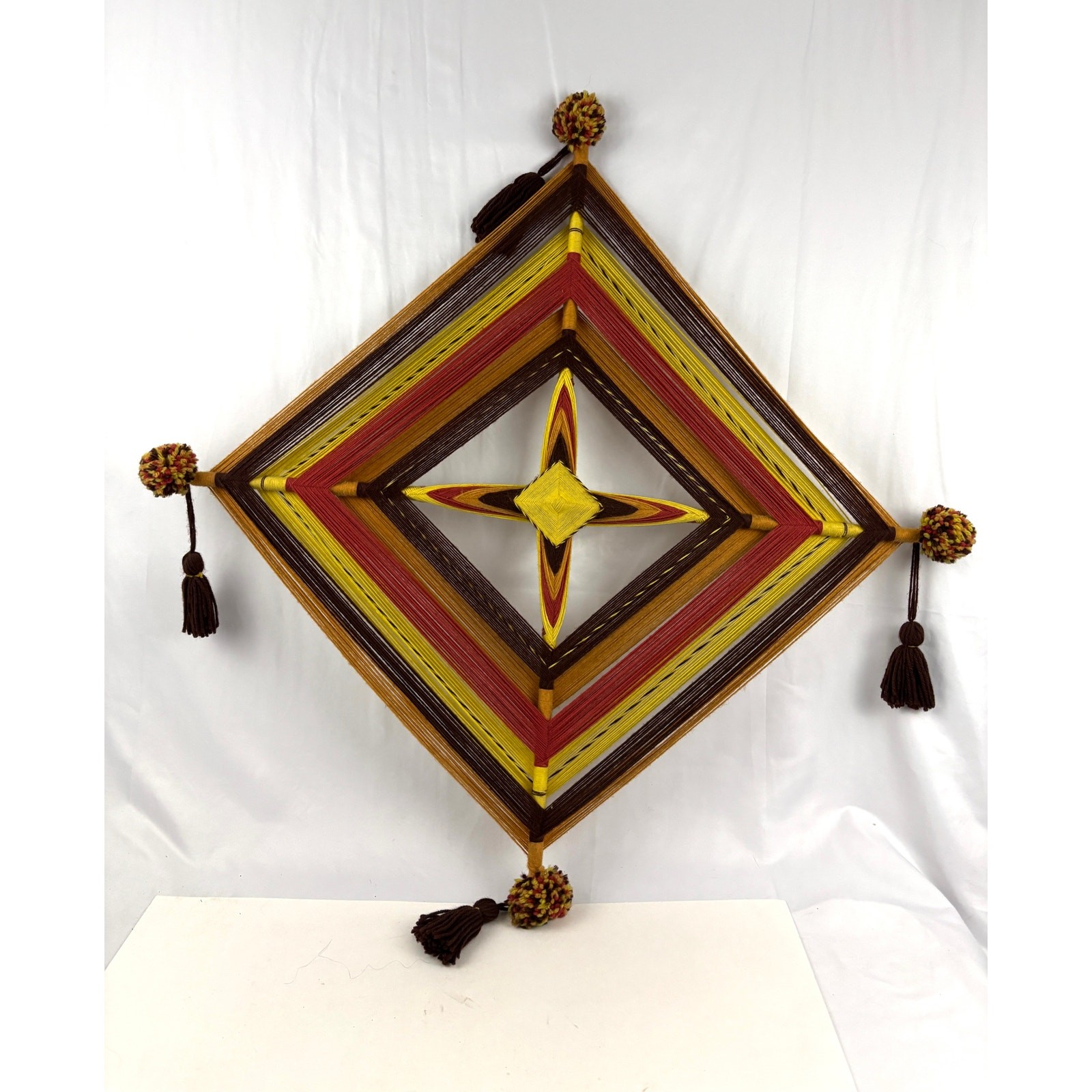 Handmade Decorative Multicolored Woven Ojo De Dios Gods Eye Hanging Wall Art VTG