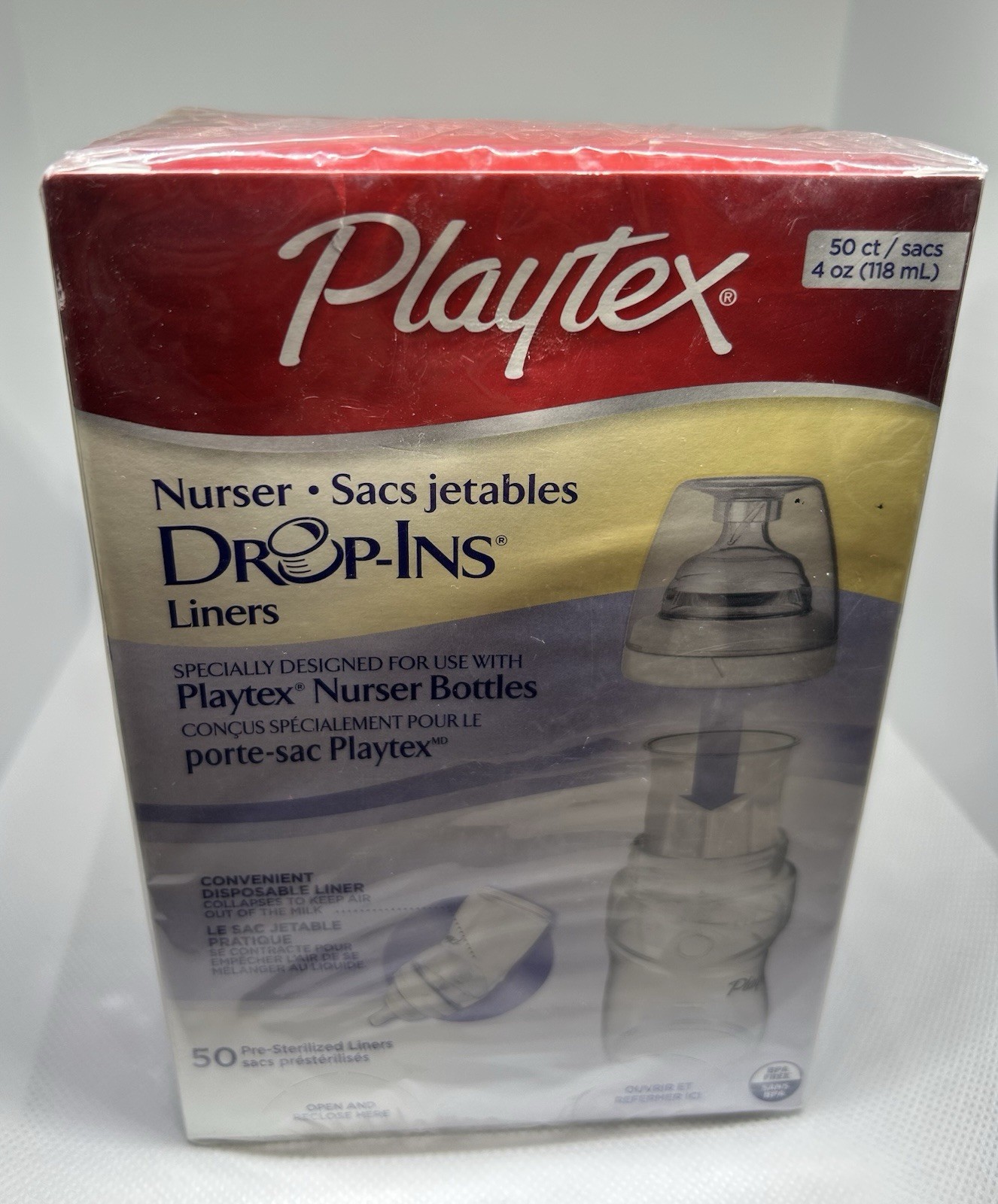 Playtex Baby Nurser Drop-Ins Liners - 4oz / 118mL 50 Count New Sealed