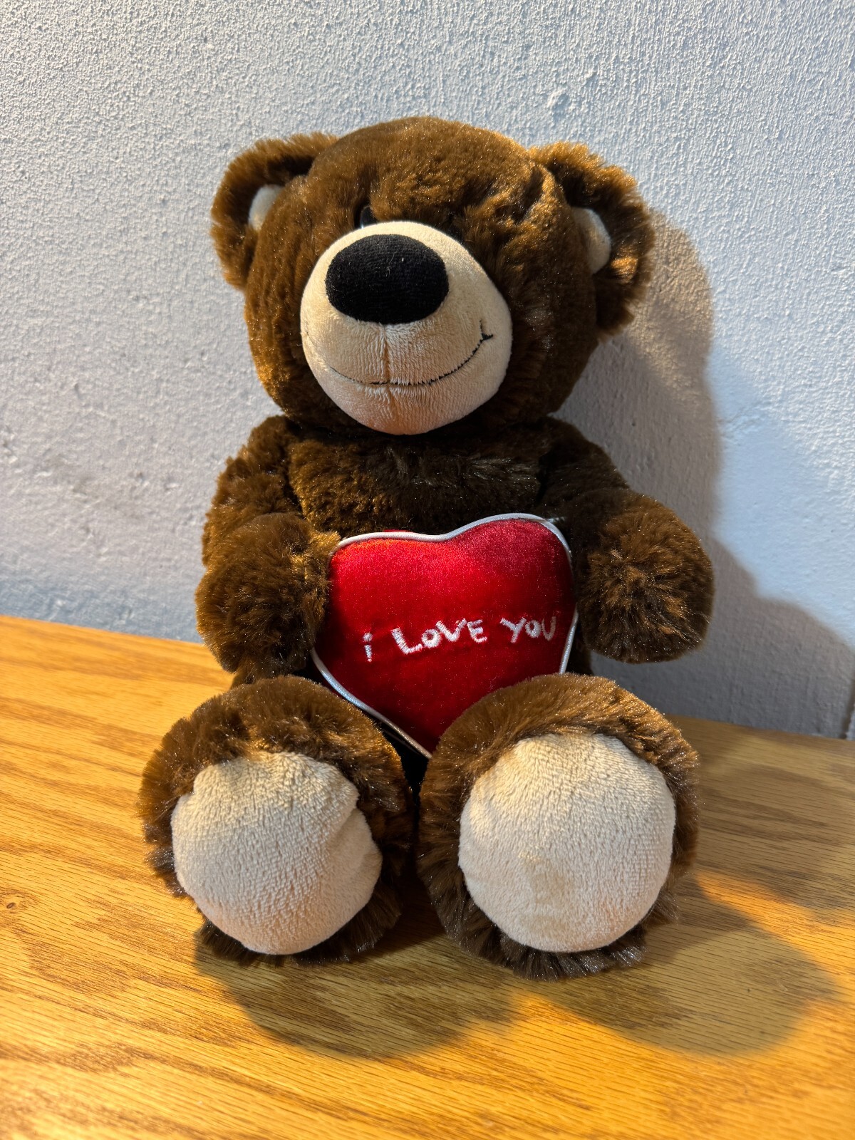 Build a Bear  Teddy Bear Plush Chocolate 14" I love you heart