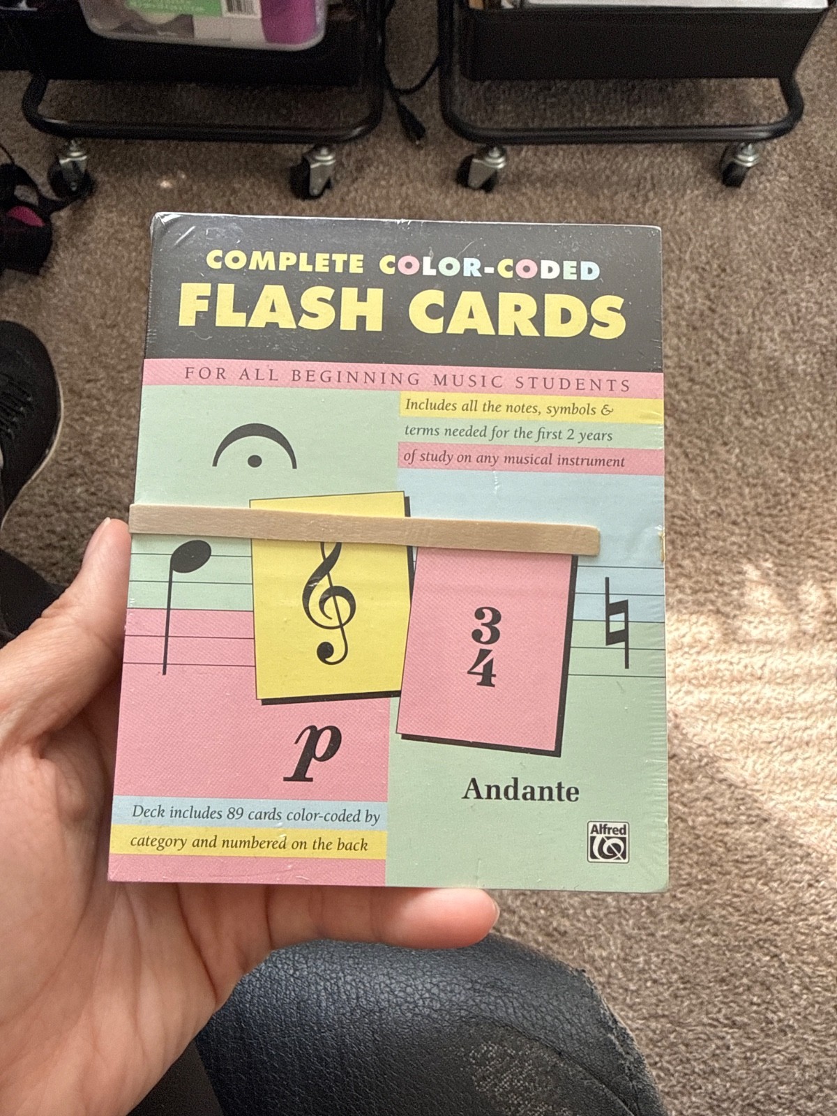 Complete color coded flash cards for piano