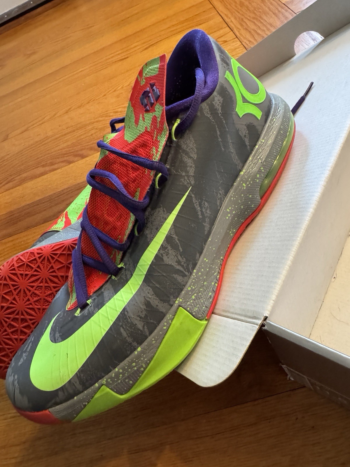 Nike KD VI size 11.5 green purple nerf - kevin durant 2013