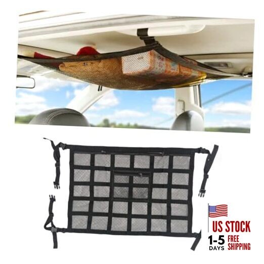 Car Ceiling Cargo Net Pocket, 30" x 21.2", Droop Less Car Storage Organizer, 