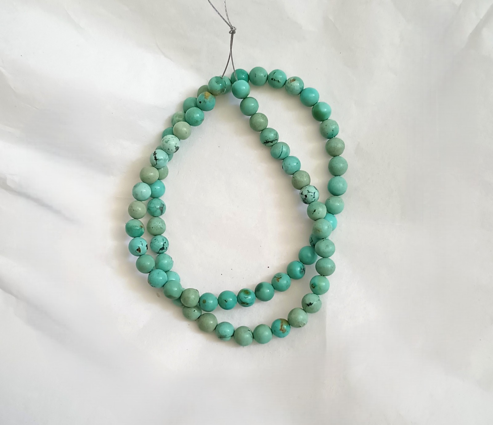 CLOUD MOUNTAIN TURQUOISE 5.8-6MM ROUND BEADS - 15.75" Strand - 5517E