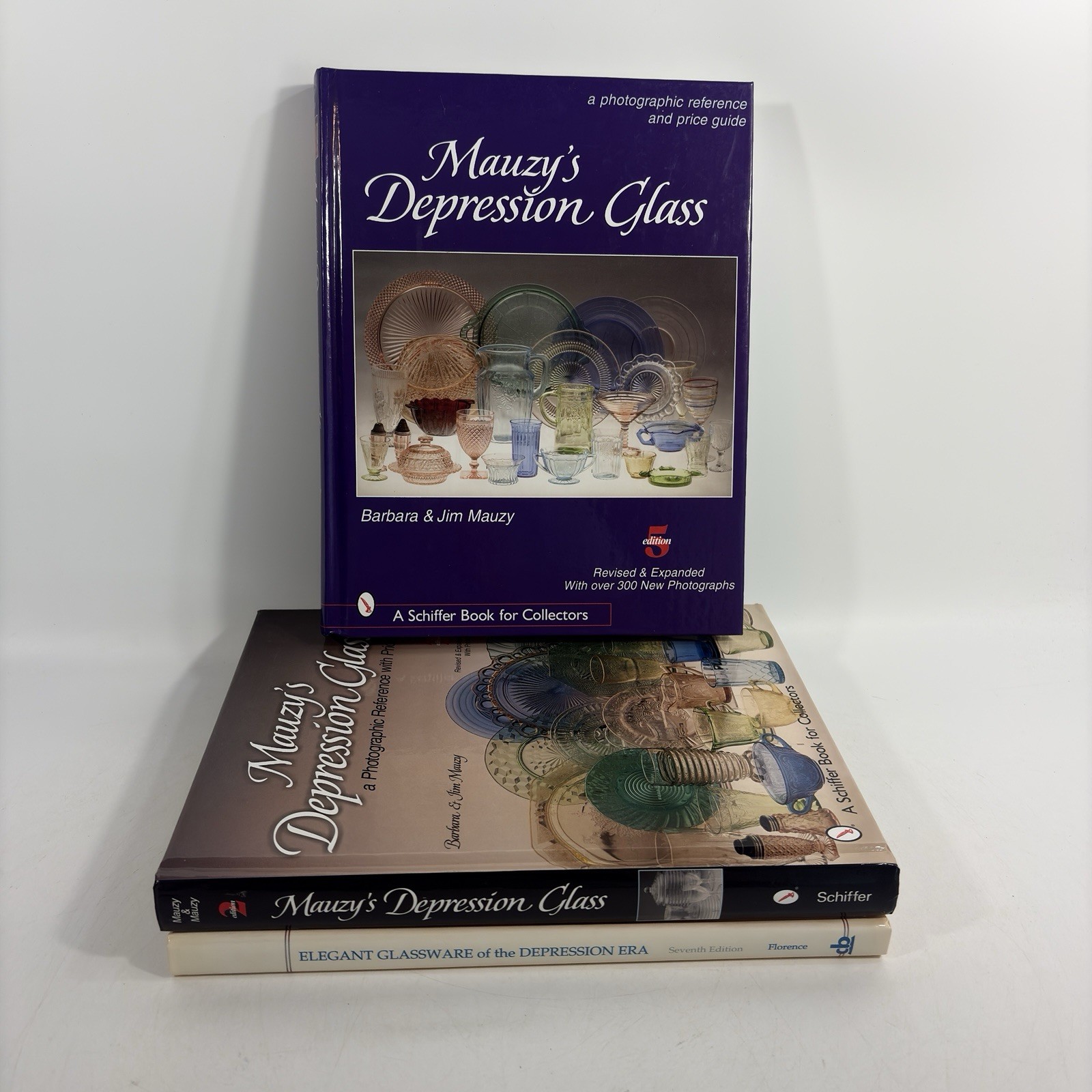 Mauzys Depression Glass Book Lot 3 Elegant Glassware Hardcover