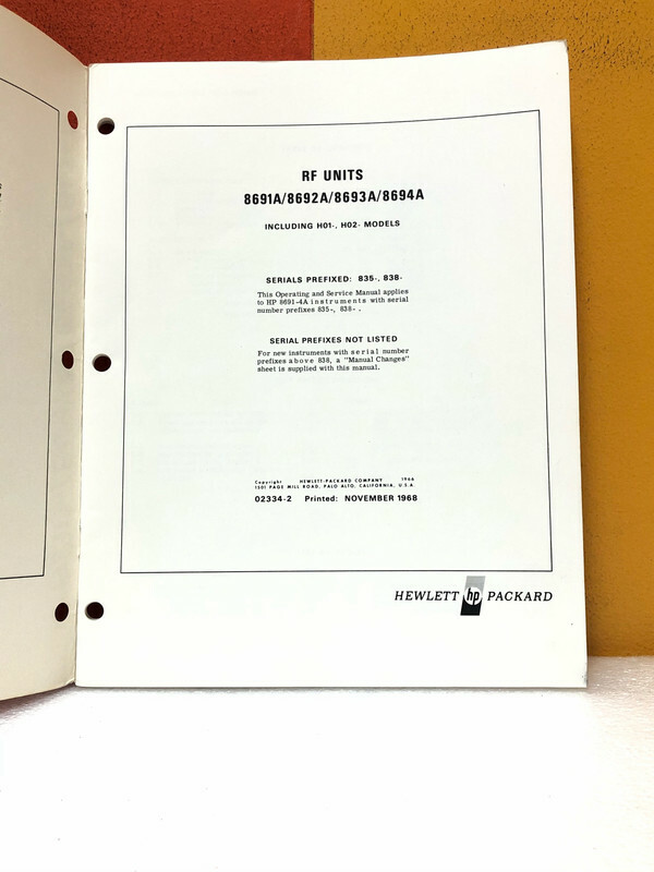 HP 02334-2 RF Units 8691A/8692A/8693A/8694A Manual