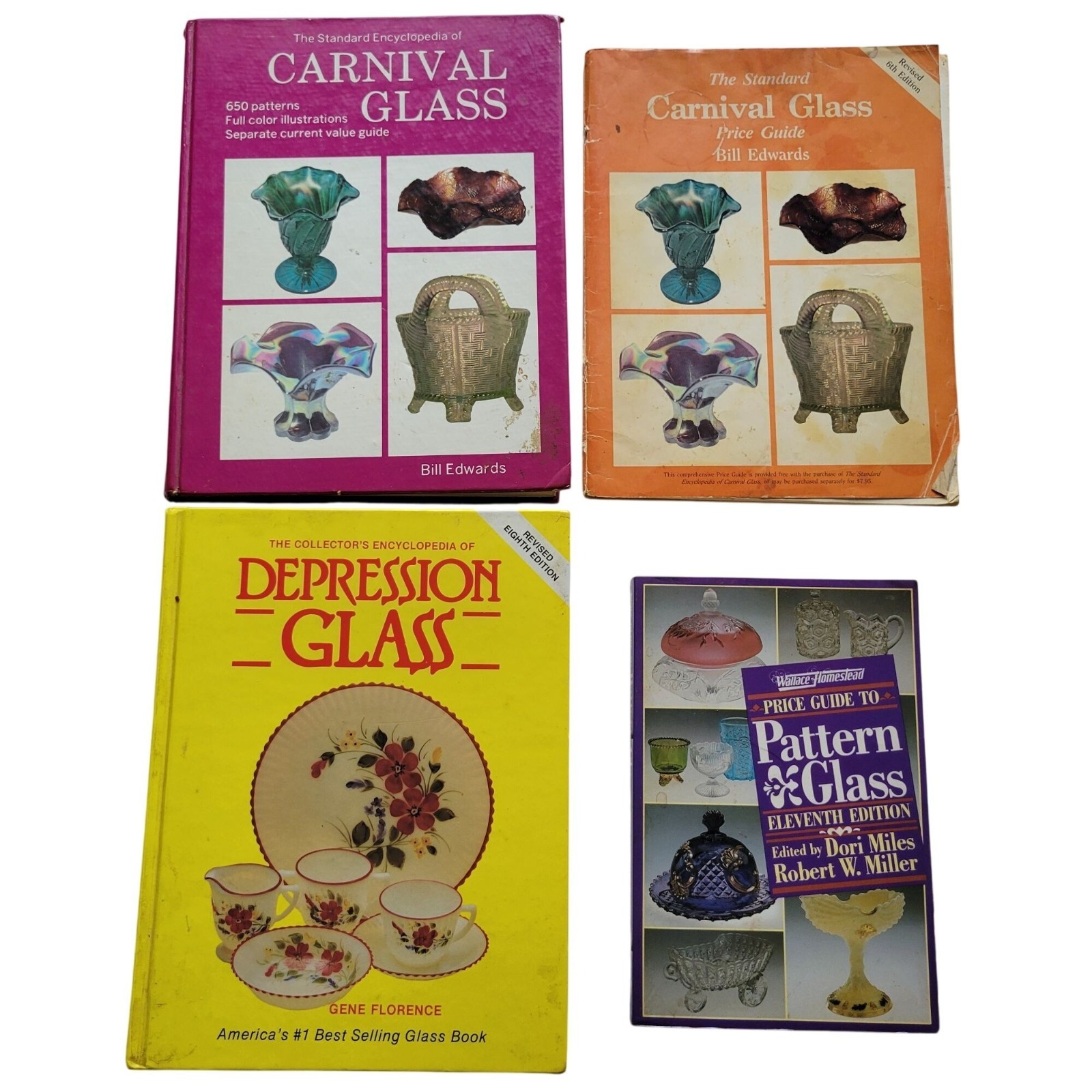 4 Collectors Handbooks For Carnival Depression Pattern Glass Collectors Lot