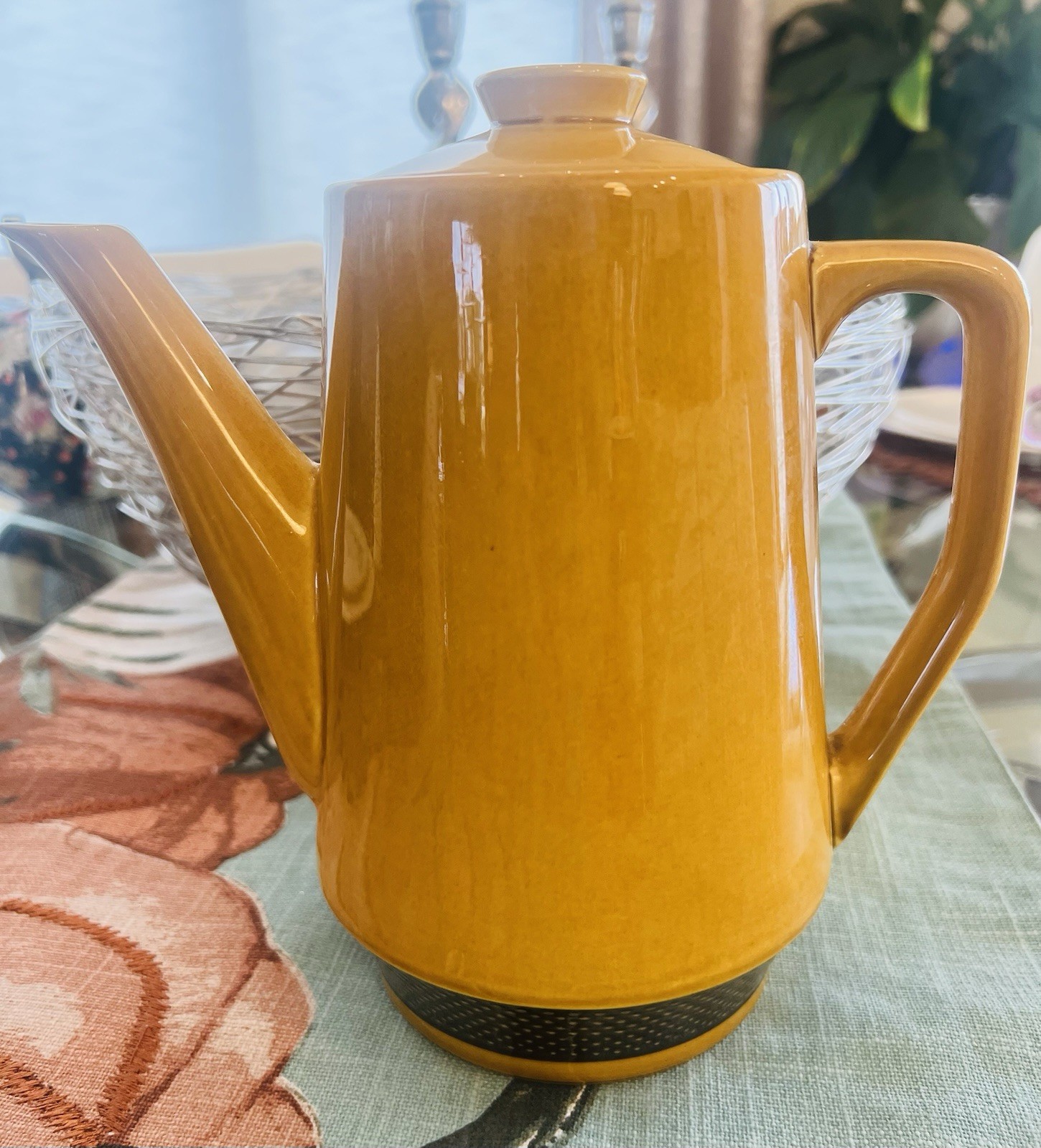 Vintage Aurora Ironstone 4267 Golden Yellow 5 Cup Coffee Pot Teapot W Lid Japan