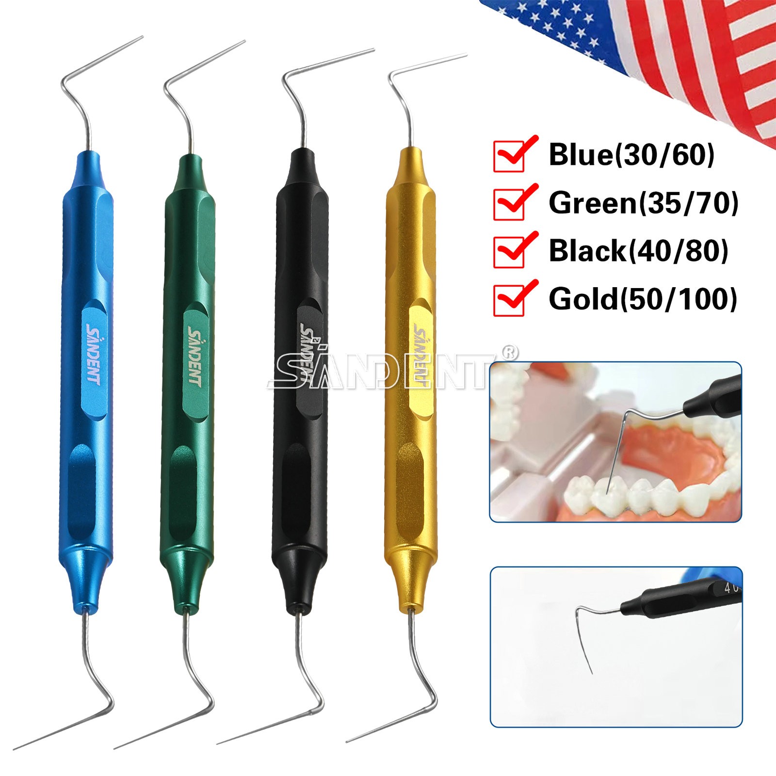 Dental Endo Condenser/Warm Gutta Percha Tips NITI Stainless Hand Plugger Set