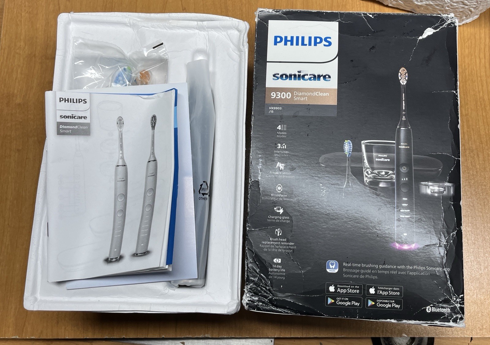 Used-Philips Sonicare DiamondClean Smart 9300 Electric Toothbrush Black HX992B