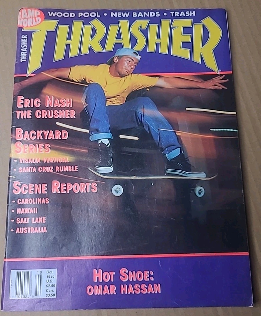 Thrasher Skateboard Magazine October 1990 - Omar Hassan - Santa Cruz NSA