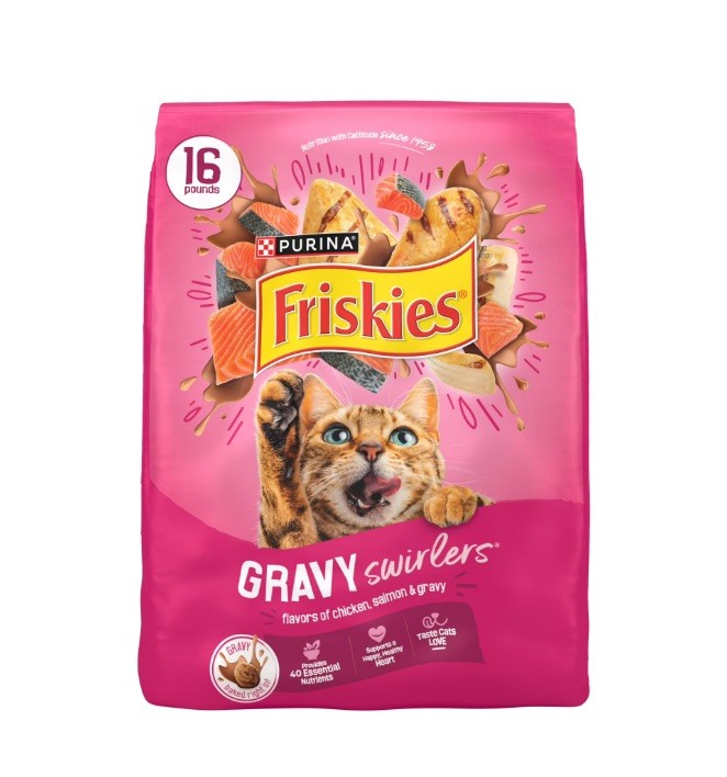 Purina Friskies Gravy Swirlers Dry Cat Food – Chicken Salmon 16 lb