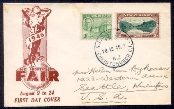 NEW ZEALAND 1946 INDUSTRIES FAIR CACHET TO USA