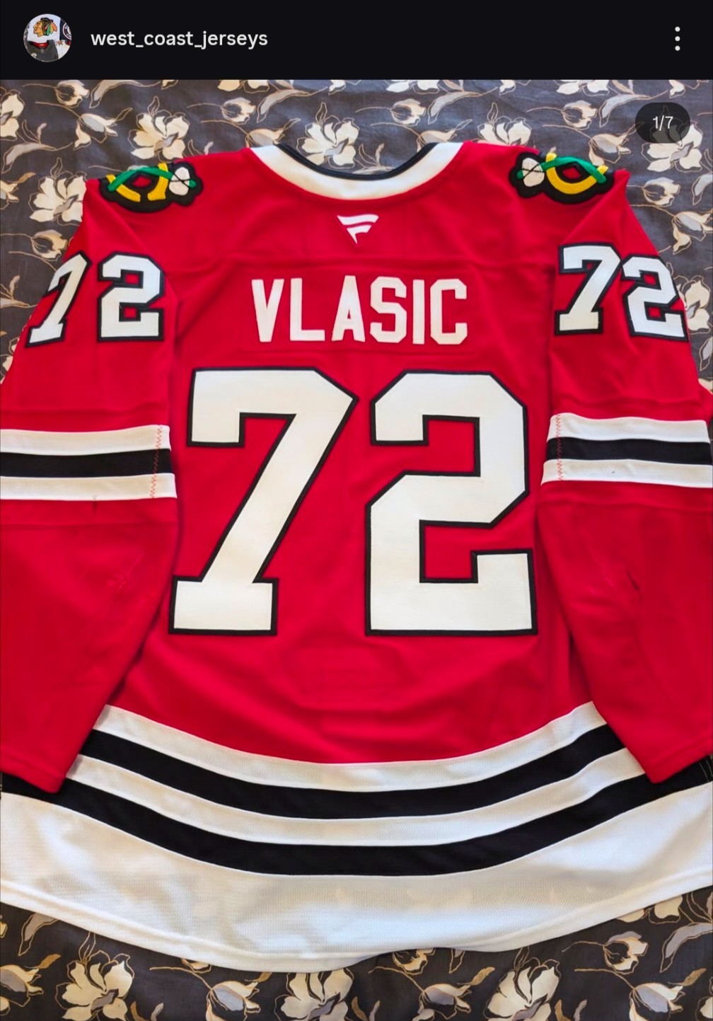 Game Worn Alex Vlasic Chicago Blackhawks Jersey 2024-25