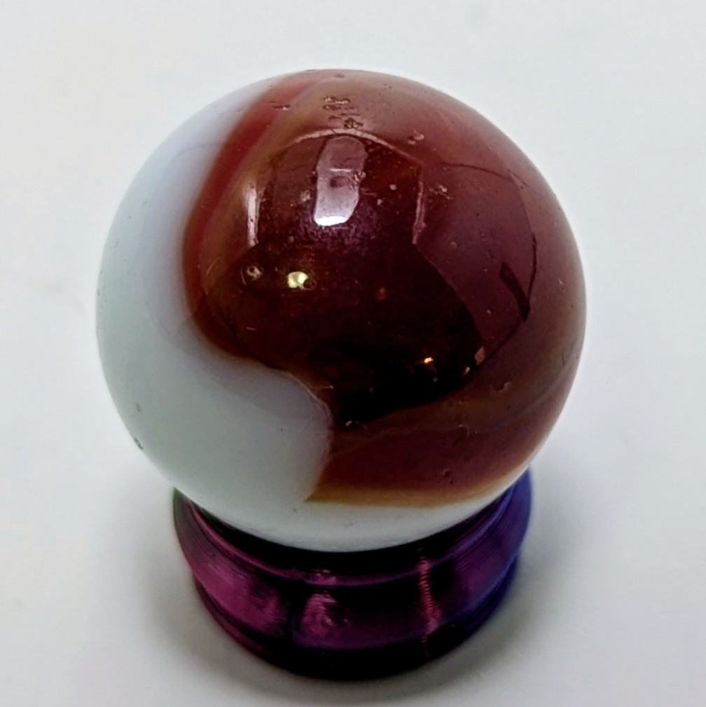 Vintage Akro Agate Oxblood Patch Marble  .84" Stunning Near-Mint