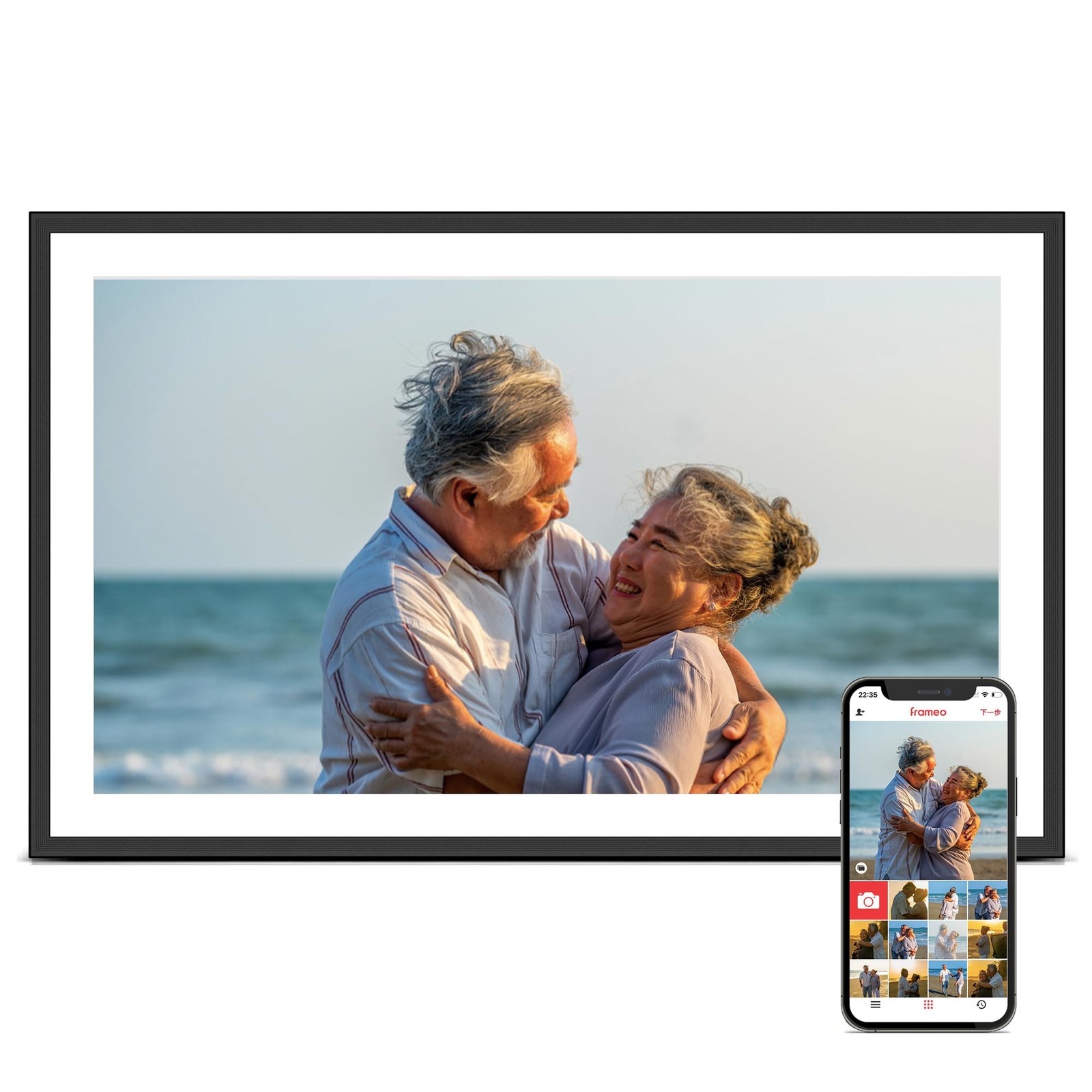 Digital Picture Frame, 15.6 Inch Large Frameo Digital Photo Frame WiFi, 32GB,...