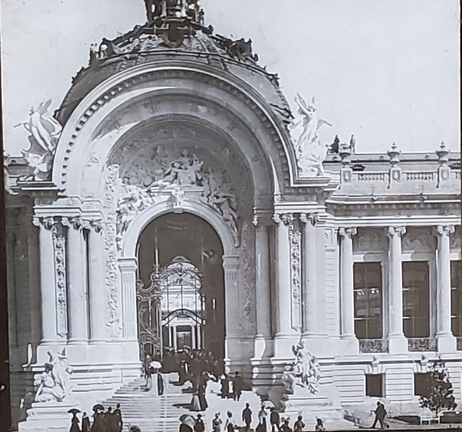 West Portal, Palais des Beaux Arts, Paris, France, Magic Lantern Glass Slide
