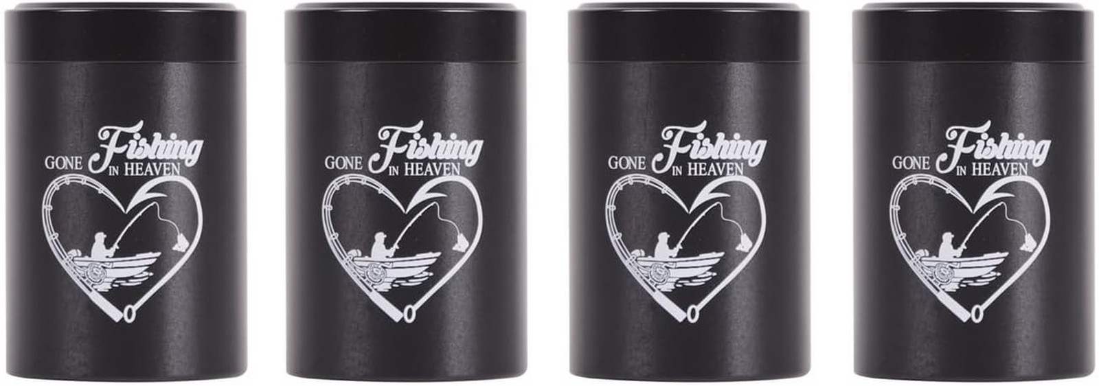 Alumnium Mini Cremation Urns - Set of 4, Black Fishing Keepsake Urns for Adult M