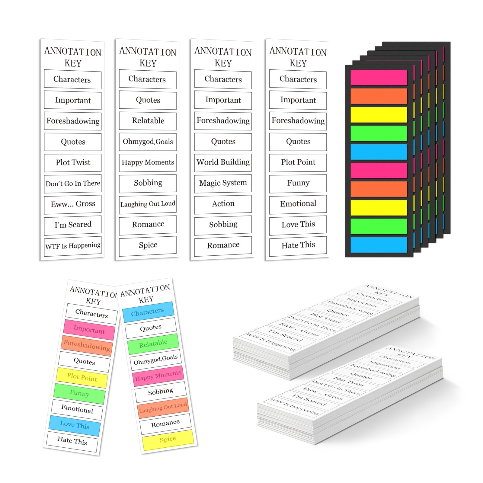 Annotation Key Bookmark Set - 120pcs Book Tabs Annotating Kit, Annotation Pag...