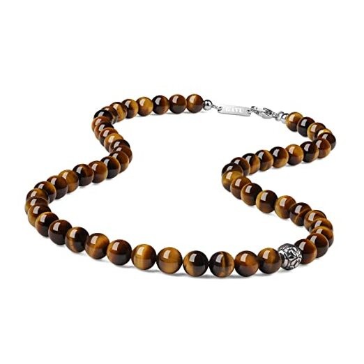  8mm Semi-Precious Gemstone Beaded Necklace for Men, Healing Crystal Necklaces 