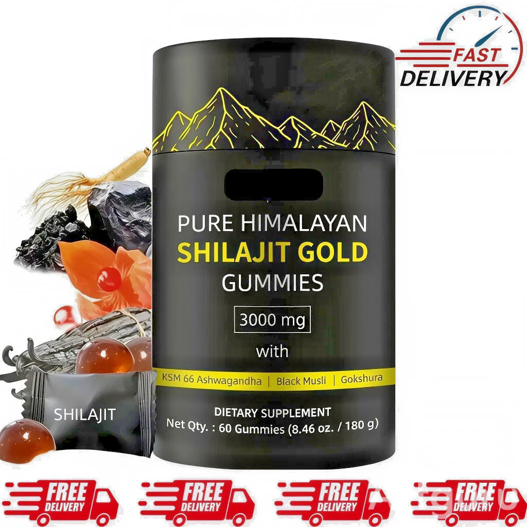 Pure Himalayan Shilajit Gold Gummies with Ashwagandha, and Gokshura , 60 Gummies