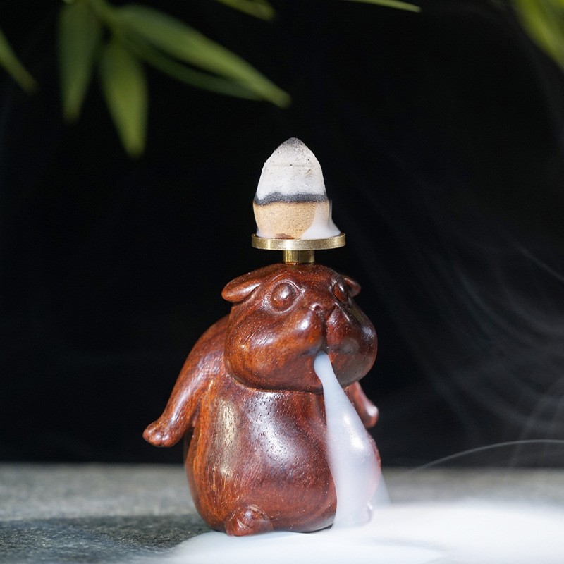 Wooden Reverse Flow Incense Holder Carved Craft Handpiece Decoration