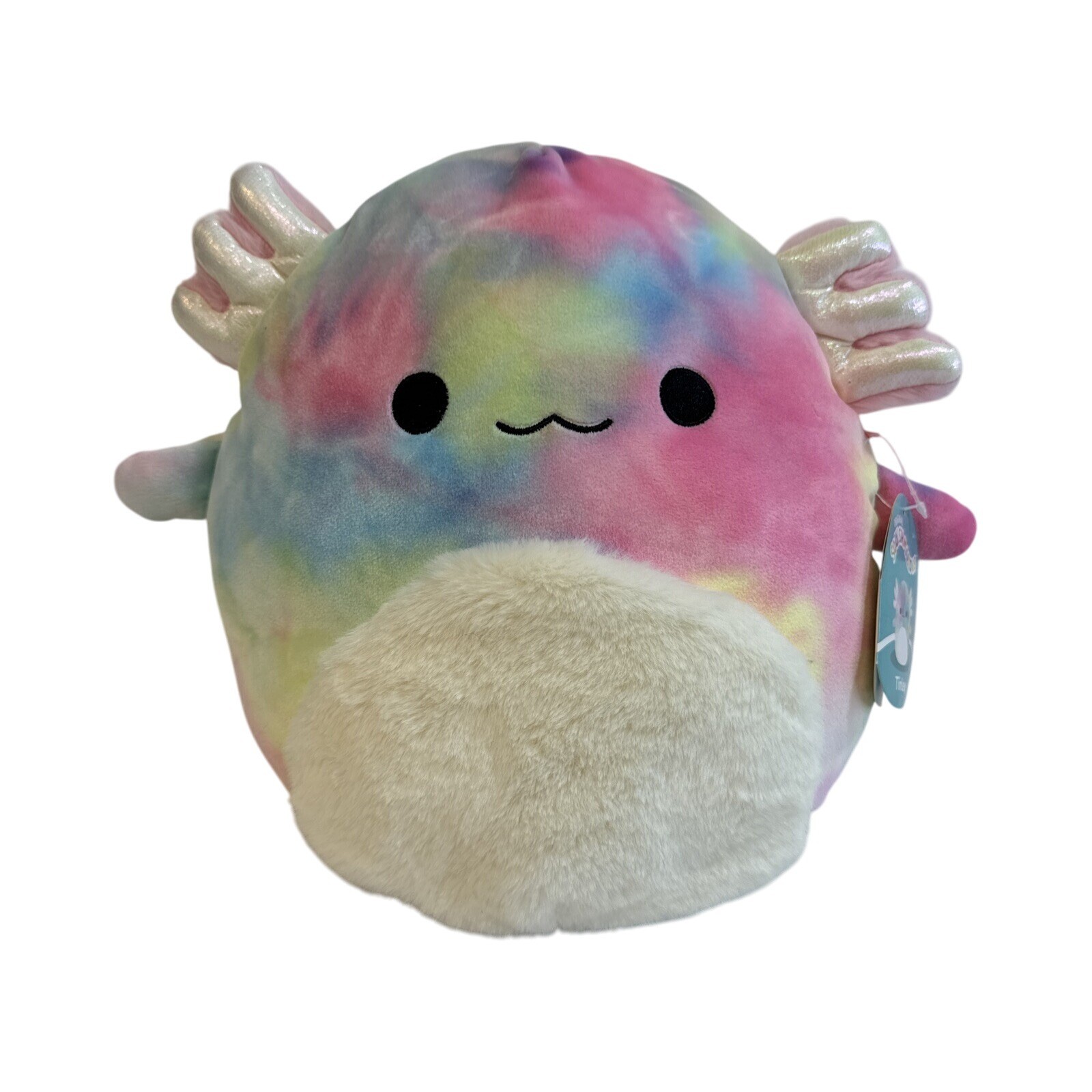 Squishmallows Tinley Axolotl Plush Tie Dye Rainbow Fuzzy Belly NWT