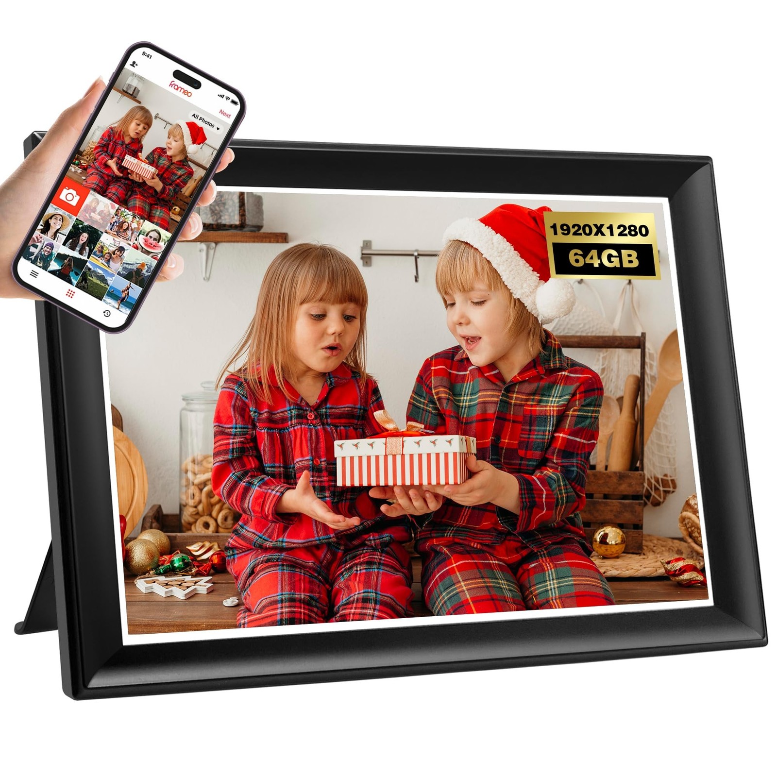Frameo 10.51 Inch Smart WiFi Digital Photo Frame, 1920x1280 IPS LCD Touch Scr...