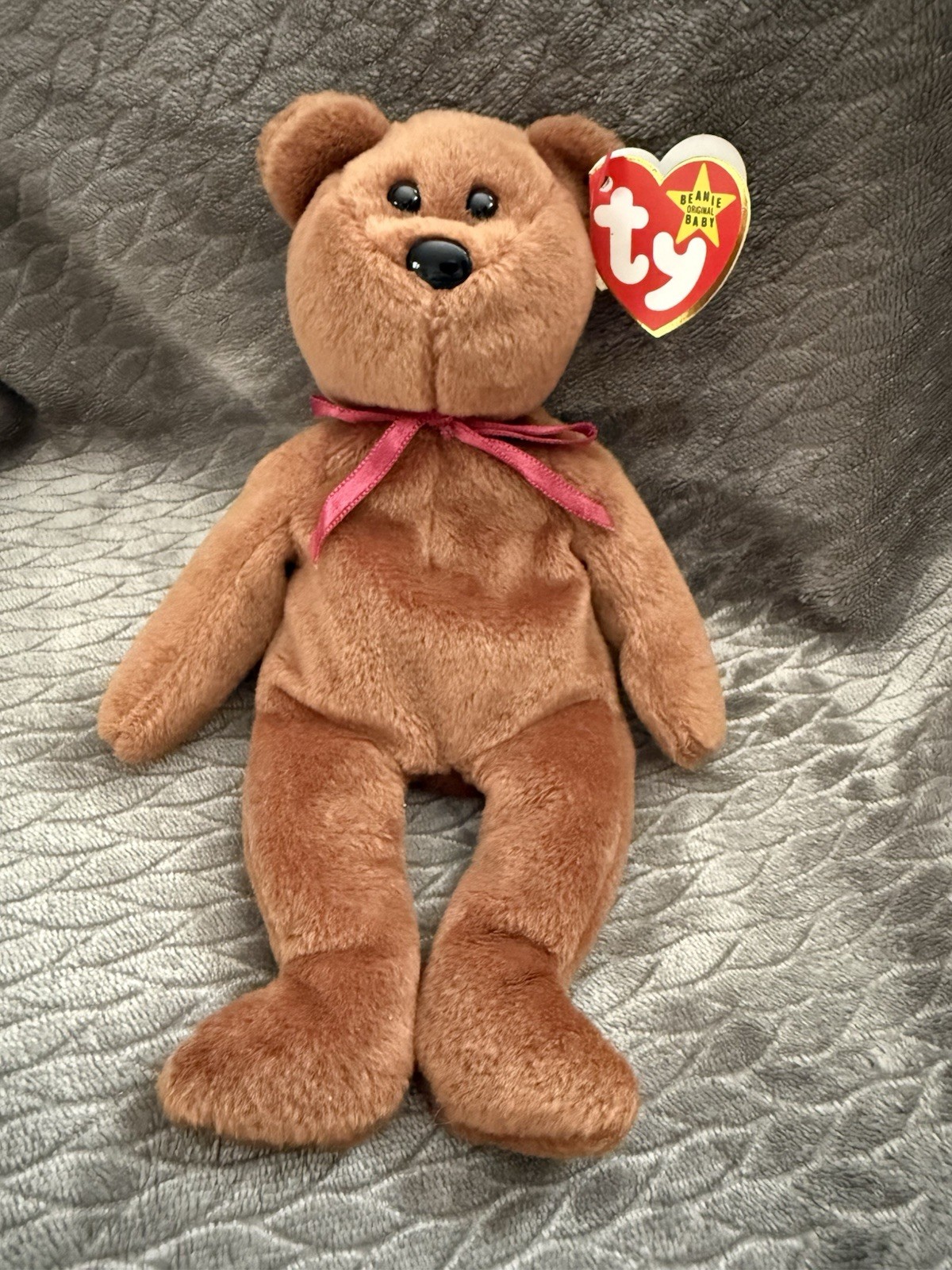 RARE Ty 3rd Gen Teddy NF Brown 2g Tush Authentic 1993Beanie Baby / error 1995 