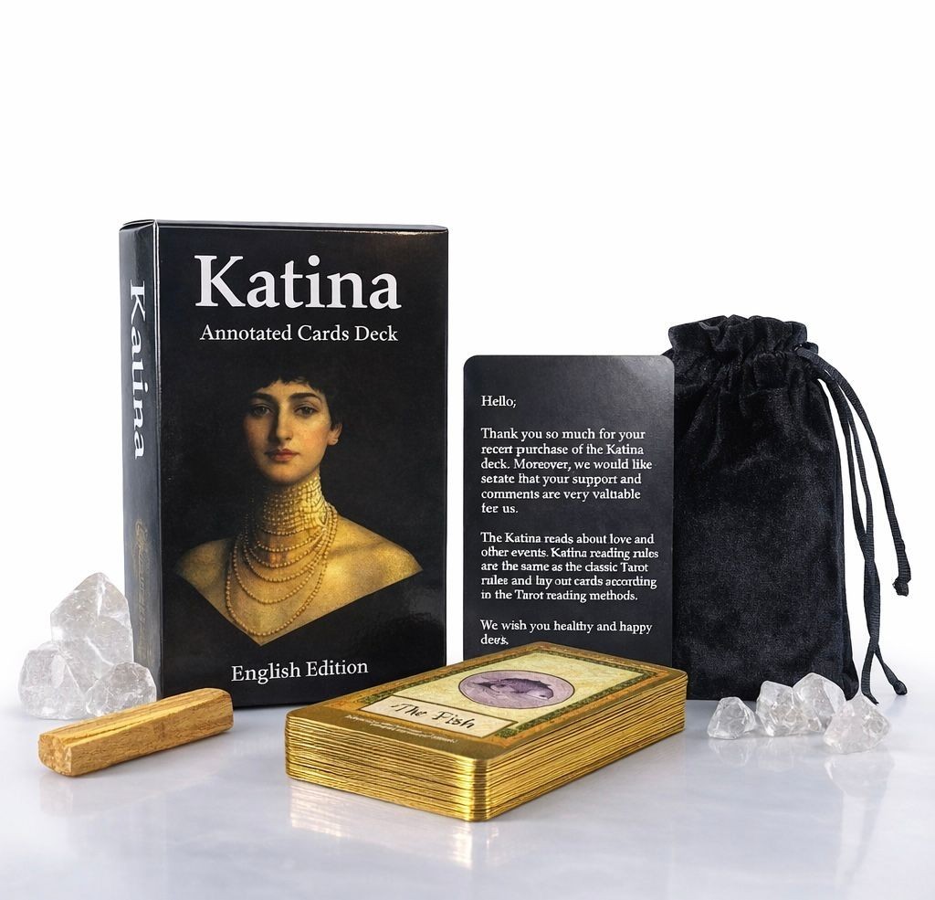 Katina Annotated Cards Deck English Edition Gold Gilded Tarot Oracle Set