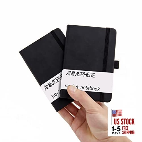 2Pack Pocket Notebook Small Notebook Journal Notebook 4 inches x 5.7 Black